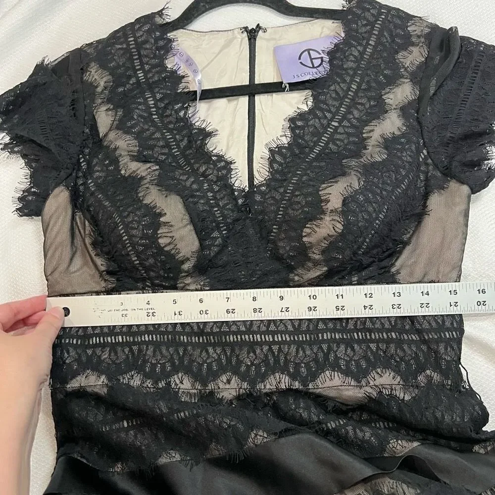 JS‎ Collections Black Lace V Neck Dress - Picture 7 of 11